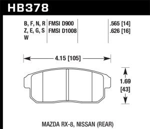 Nissan Sentra Spec V Brake Pads - Rear - Hawk Performance - HPS Street - `03-`06